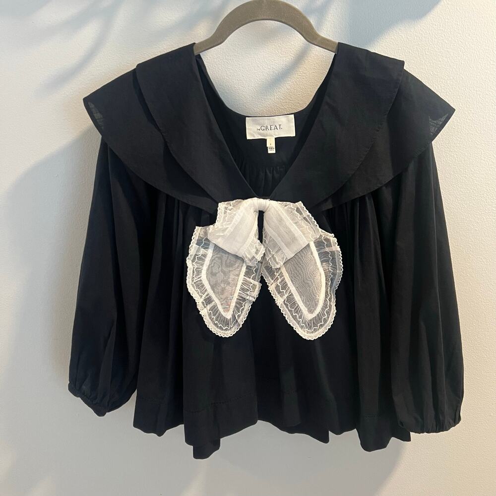 The Great Black The Relic Sailor-style Collar Top with Bow Size 2